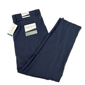 New Mens Perry Ellis Portfolio Very Slim Fit Pants Size 36x30 NWT Blue Stretch